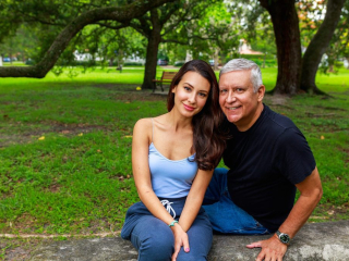 Father and daughter portrait in park