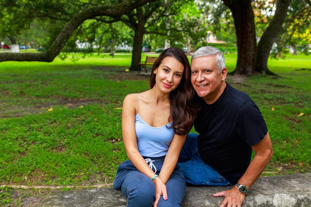 Father and daughter portrait in park