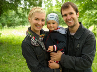 Family portrait in park Family portrait in park