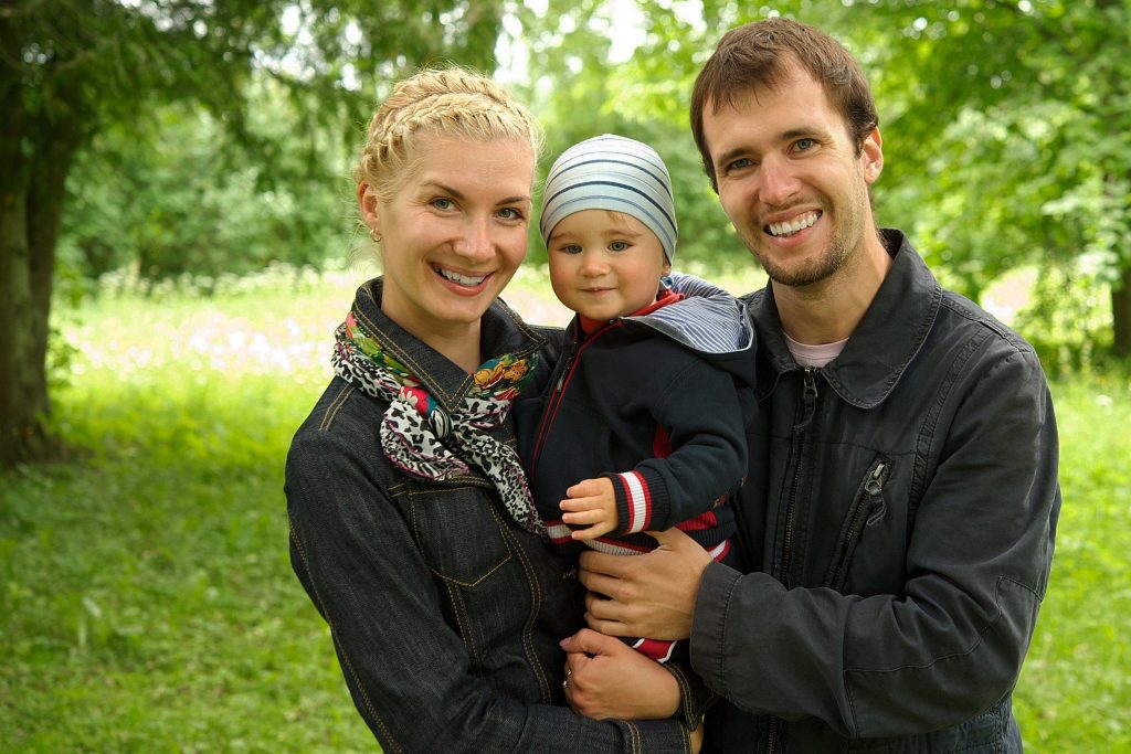 Family portrait in park Family portrait in park